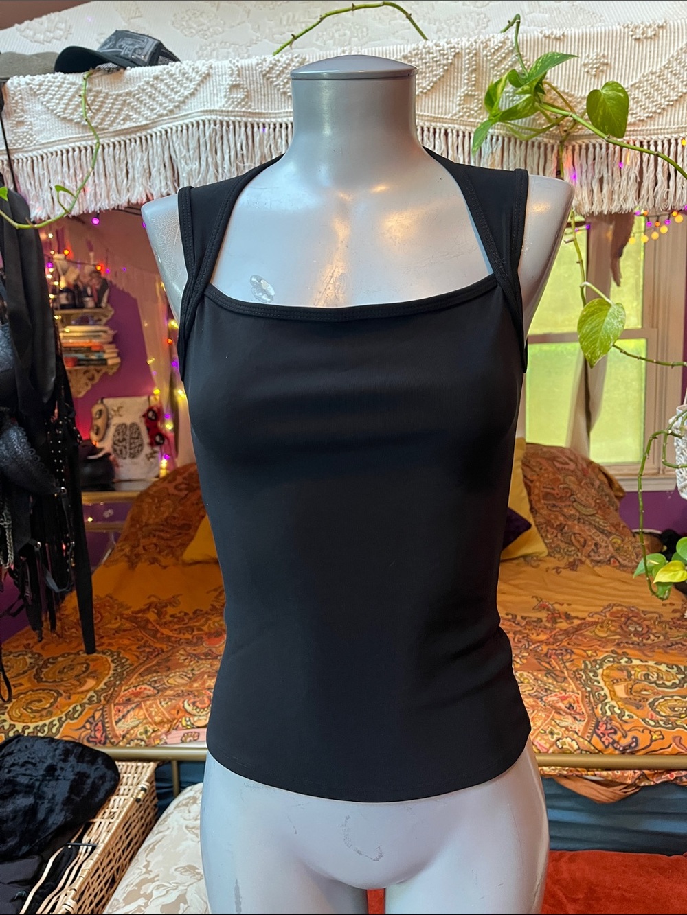 Vintage Y2K 2000s goth grunge elevated basic black tank top